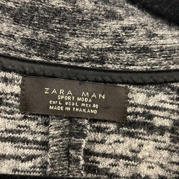 ZARA Man Sport MODA Gray Wool Double Breasted Pea coat Coat size L fits Medium - Picture 8 of 16